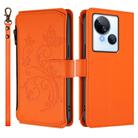 For Tecno Spark 10 5G Butterfly Love Flower Multi-card Zipper Wallet Leather Phone Case(Orange) - 2