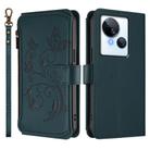 For Tecno Spark 10 5G Butterfly Love Flower Multi-card Zipper Wallet Leather Phone Case(Dark Green) - 2