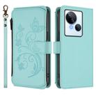 For Tecno Spark 10 5G Butterfly Love Flower Multi-card Zipper Wallet Leather Phone Case(Mint Green) - 2