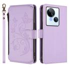 For Tecno Spark 10 5G Butterfly Love Flower Multi-card Zipper Wallet Leather Phone Case(Light Purple) - 2