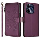 For Tecno Spark 10 Pro 4G / K17 4G Butterfly Love Flower Multi-card Zipper Wallet Leather Phone Case(Dark Purple) - 2
