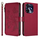 For Tecno Spark 10 Pro 4G / K17 4G Butterfly Love Flower Multi-card Zipper Wallet Leather Phone Case(Wine Red) - 2