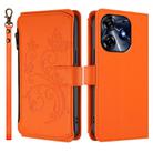 For Tecno Spark 10 Pro 4G / K17 4G Butterfly Love Flower Multi-card Zipper Wallet Leather Phone Case(Orange) - 2