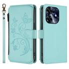 For Tecno Spark 10 Pro 4G / K17 4G Butterfly Love Flower Multi-card Zipper Wallet Leather Phone Case(Mint Green) - 2