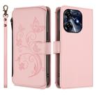 For Tecno Spark 10 Pro 4G / K17 4G Butterfly Love Flower Multi-card Zipper Wallet Leather Phone Case(Pink) - 2