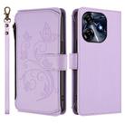 For Tecno Spark 10 Pro 4G / K17 4G Butterfly Love Flower Multi-card Zipper Wallet Leather Phone Case(Light Purple) - 2