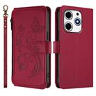 For Tecno Spark 10 Pro Magic Butterfly Love Flower Multi-card Zipper Wallet Leather Phone Case(Wine Red) - 2