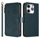 For Tecno Spark 10 Pro Magic Butterfly Love Flower Multi-card Zipper Wallet Leather Phone Case(Dark Green) - 2