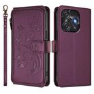 For Tecno Spark 10C / 10 4G Butterfly Love Flower Multi-card Zipper Wallet Leather Phone Case(Dark Purple) - 2