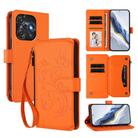 For Tecno Spark 10C / 10 4G Butterfly Love Flower Multi-card Zipper Wallet Leather Phone Case(Orange) - 1