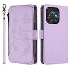 For Tecno Spark 10C / 10 4G Butterfly Love Flower Multi-card Zipper Wallet Leather Phone Case(Light Purple) - 2