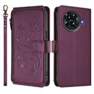For Tecno Spark 20 Pro+ 4G Butterfly Love Flower Multi-card Zipper Wallet Leather Phone Case(Dark Purple) - 2