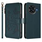 For Tecno Spark 20 Pro+ 4G Butterfly Love Flower Multi-card Zipper Wallet Leather Phone Case(Dark Green) - 2