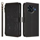 For Tecno Spark 20 Pro+ 4G Butterfly Love Flower Multi-card Zipper Wallet Leather Phone Case(Black) - 2