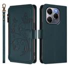 For Tecno Spark 20 Pro 5G Butterfly Love Flower Multi-card Zipper Wallet Leather Phone Case(Dark Green) - 2