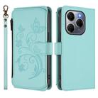 For Tecno Spark 20 Pro 5G Butterfly Love Flower Multi-card Zipper Wallet Leather Phone Case(Mint Green) - 2
