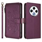 For Tecno Spark 30 4G Butterfly Love Flower Multi-card Zipper Wallet Leather Phone Case(Dark Purple) - 2