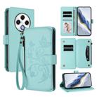 For Tecno Spark 30 4G Butterfly Love Flower Multi-card Zipper Wallet Leather Phone Case(Mint Green) - 1