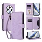 For Tecno Spark 30 4G Butterfly Love Flower Multi-card Zipper Wallet Leather Phone Case(Light Purple) - 1