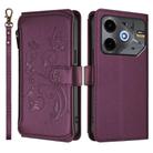 For Tecno Spark 30 5G / Pova 6 Neo 5G Butterfly Love Flower Multi-card Zipper Wallet Leather Phone Case(Dark Purple) - 2