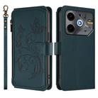 For Tecno Spark 30 5G / Pova 6 Neo 5G Butterfly Love Flower Multi-card Zipper Wallet Leather Phone Case(Dark Green) - 2