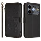 For Tecno Spark 30 5G / Pova 6 Neo 5G Butterfly Love Flower Multi-card Zipper Wallet Leather Phone Case(Black) - 2