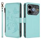 For Tecno Spark 30 5G / Pova 6 Neo 5G Butterfly Love Flower Multi-card Zipper Wallet Leather Phone Case(Mint Green) - 2