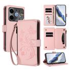 For Tecno Spark 30 5G / Pova 6 Neo 5G Butterfly Love Flower Multi-card Zipper Wallet Leather Phone Case(Pink) - 1