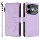 For Tecno Spark 30 5G / Pova 6 Neo 5G Butterfly Love Flower Multi-card Zipper Wallet Leather Phone Case(Light Purple) - 2