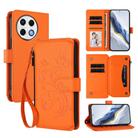 For Tecno Spark 30 Pro 4G Butterfly Love Flower Multi-card Zipper Wallet Leather Phone Case(Orange) - 1