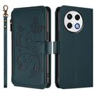 For Tecno Spark 30 Pro 4G Butterfly Love Flower Multi-card Zipper Wallet Leather Phone Case(Dark Green) - 2