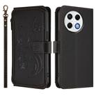 For Tecno Spark 30 Pro 4G Butterfly Love Flower Multi-card Zipper Wallet Leather Phone Case(Black) - 2