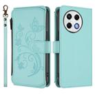 For Tecno Spark 30 Pro 4G Butterfly Love Flower Multi-card Zipper Wallet Leather Phone Case(Mint Green) - 2