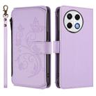For Tecno Spark 30 Pro 4G Butterfly Love Flower Multi-card Zipper Wallet Leather Phone Case(Light Purple) - 2