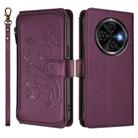 For Tecno Spark 30C 4G Butterfly Love Flower Multi-card Zipper Wallet Leather Phone Case(Dark Purple) - 2