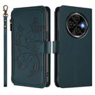 For Tecno Spark 30C 4G Butterfly Love Flower Multi-card Zipper Wallet Leather Phone Case(Dark Green) - 2