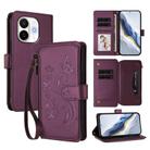 For Tecno Spark 30C 5G / Pop 9 5G Butterfly Love Flower Multi-card Zipper Wallet Leather Phone Case(Dark Purple) - 1