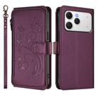 For Tecno Spark 40 4G Butterfly Love Flower Multi-card Zipper Wallet Leather Phone Case(Dark Purple) - 2