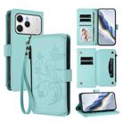 For Tecno Spark 40 4G Butterfly Love Flower Multi-card Zipper Wallet Leather Phone Case(Mint Green) - 1