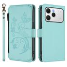 For Tecno Spark 40 4G Butterfly Love Flower Multi-card Zipper Wallet Leather Phone Case(Mint Green) - 2