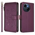 For Tecno Spark GO 2025 / 1S Butterfly Love Flower Multi-card Zipper Wallet Leather Phone Case(Dark Purple) - 2