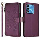 For Tecno Spark GO 2022 / 8C / 9 Butterfly Love Flower Multi-card Zipper Wallet Leather Phone Case(Dark Purple) - 2
