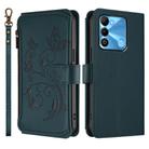 For Tecno Spark GO 2022 / 8C / 9 Butterfly Love Flower Multi-card Zipper Wallet Leather Phone Case(Dark Green) - 2