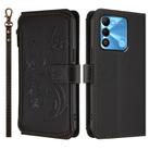 For Tecno Spark GO 2022 / 8C / 9 Butterfly Love Flower Multi-card Zipper Wallet Leather Phone Case(Black) - 2