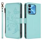 For Tecno Spark GO 2022 / 8C / 9 Butterfly Love Flower Multi-card Zipper Wallet Leather Phone Case(Mint Green) - 2