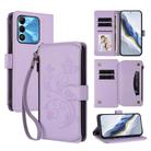 For Tecno Spark GO 2022 / 8C / 9 Butterfly Love Flower Multi-card Zipper Wallet Leather Phone Case(Light Purple) - 1