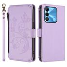 For Tecno Spark GO 2022 / 8C / 9 Butterfly Love Flower Multi-card Zipper Wallet Leather Phone Case(Light Purple) - 2