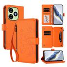 For Tecno Spark GO 2024 4G / 20 4G Butterfly Love Flower Multi-card Zipper Wallet Leather Phone Case(Orange) - 1