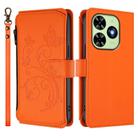 For Tecno Spark GO 2024 4G / 20 4G Butterfly Love Flower Multi-card Zipper Wallet Leather Phone Case(Orange) - 2