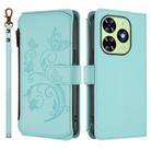 For Tecno Spark GO 2024 4G / 20 4G Butterfly Love Flower Multi-card Zipper Wallet Leather Phone Case(Mint Green) - 2